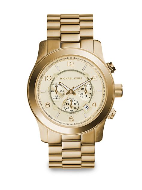 michael kors runway flash lens gold tone watch|Michael Kors runway chronograph watch.